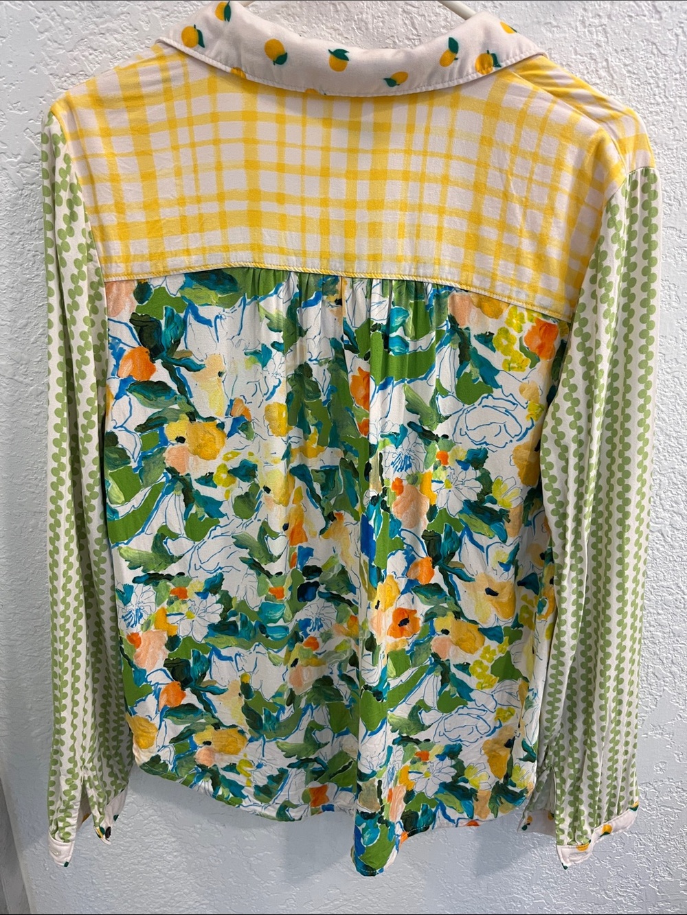 Maeve Paz Buttondown Shirt by Maeve in Yellow & Green Mixed-Print Button Shirt - Picture 4 of 7